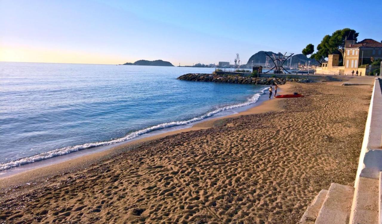 Logement climatisé avec jardin et parking pour 2 personnes en bord de plage La Ciotat Exterior foto